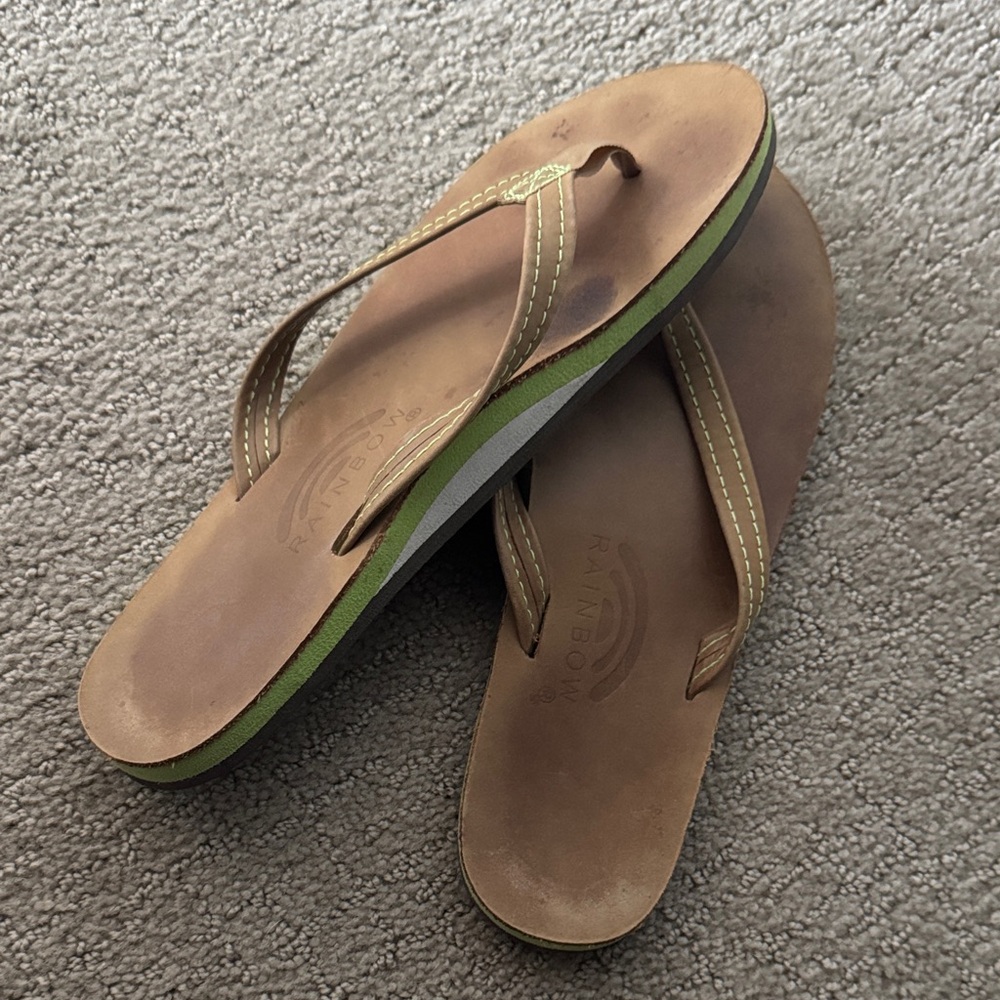 Rainbow Sandals Leather Narrow Strap 7.5 8 8.5 Flops